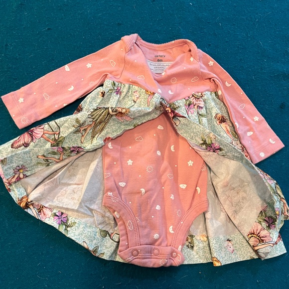 Baby girl 6 month SC Wildflour pink onesie dress - Picture 2 of 3